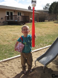 Look mom a bat and ball